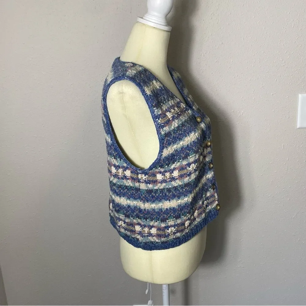 Vintage 90's L.L Bean Jacquard Fair Isle Knit Sweater Vest Women's Size Medium